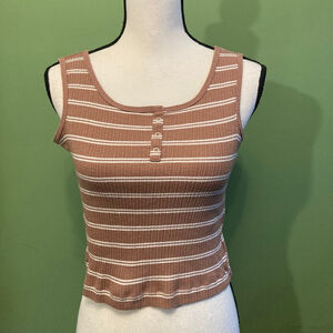 ❤️ 2 for $10!!’❤️ Women's Old Navy Striped Ribbed Henley Tank Top L (10-12)